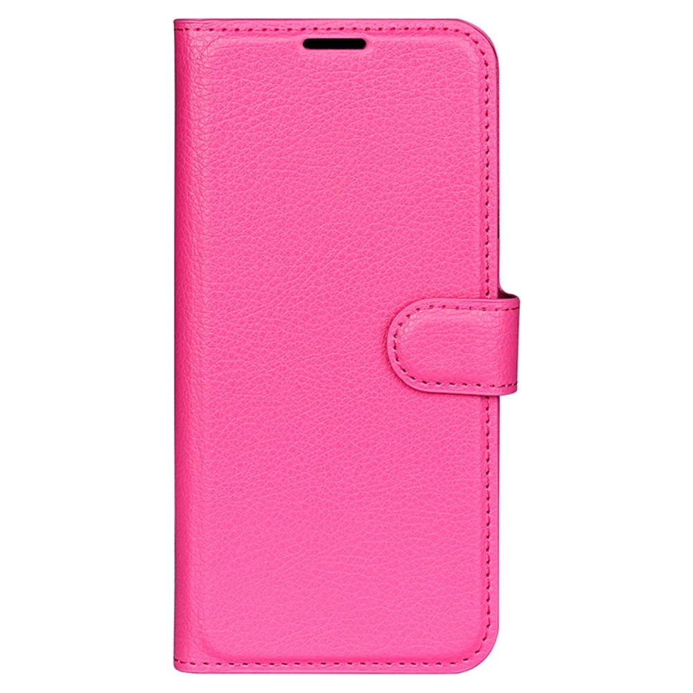 Litchi knížkové pouzdro na iPhone 16 Pro Max - rose
