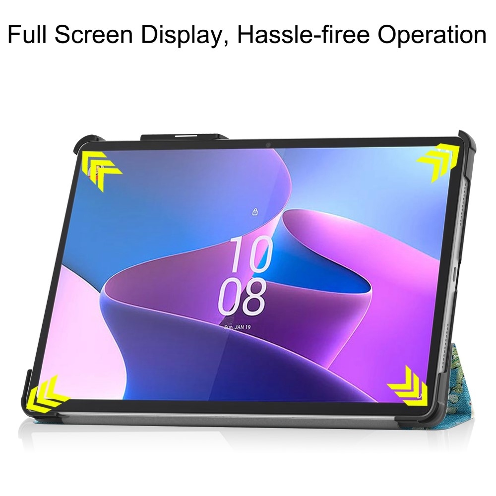 Print chytré zavírací pouzdro na Lenovo Tab P11 Pro (2.Gen) - bílé květy