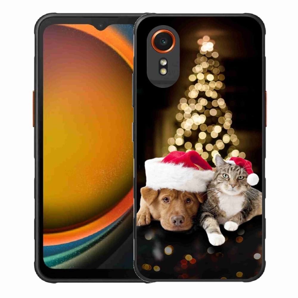 Gelový kryt mmCase na Samsung Galaxy Xcover 7 - vánoční pes a kočka