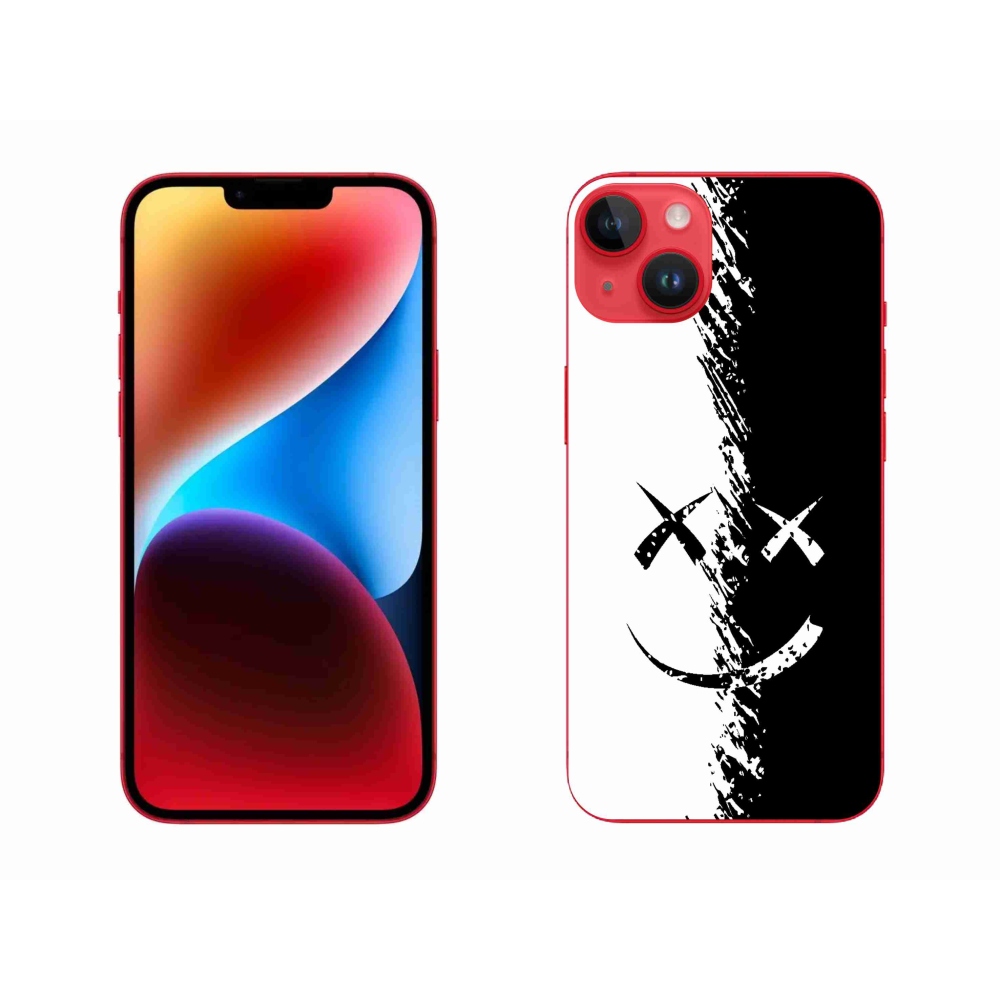 Gelový kryt mmCase na iPhone 14 Plus - černobílý smajlík