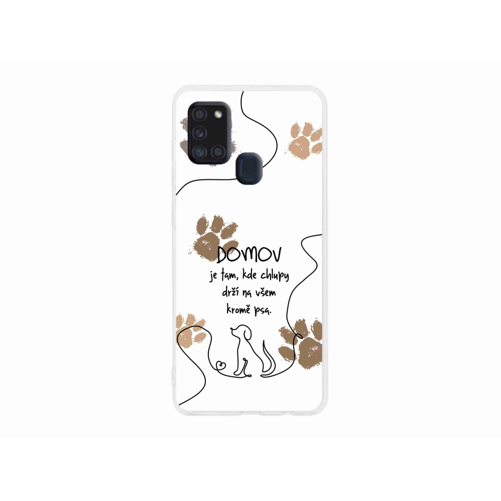 Gelový kryt mmCase na Samsung Galaxy A21s - psí motiv bílé pozadí