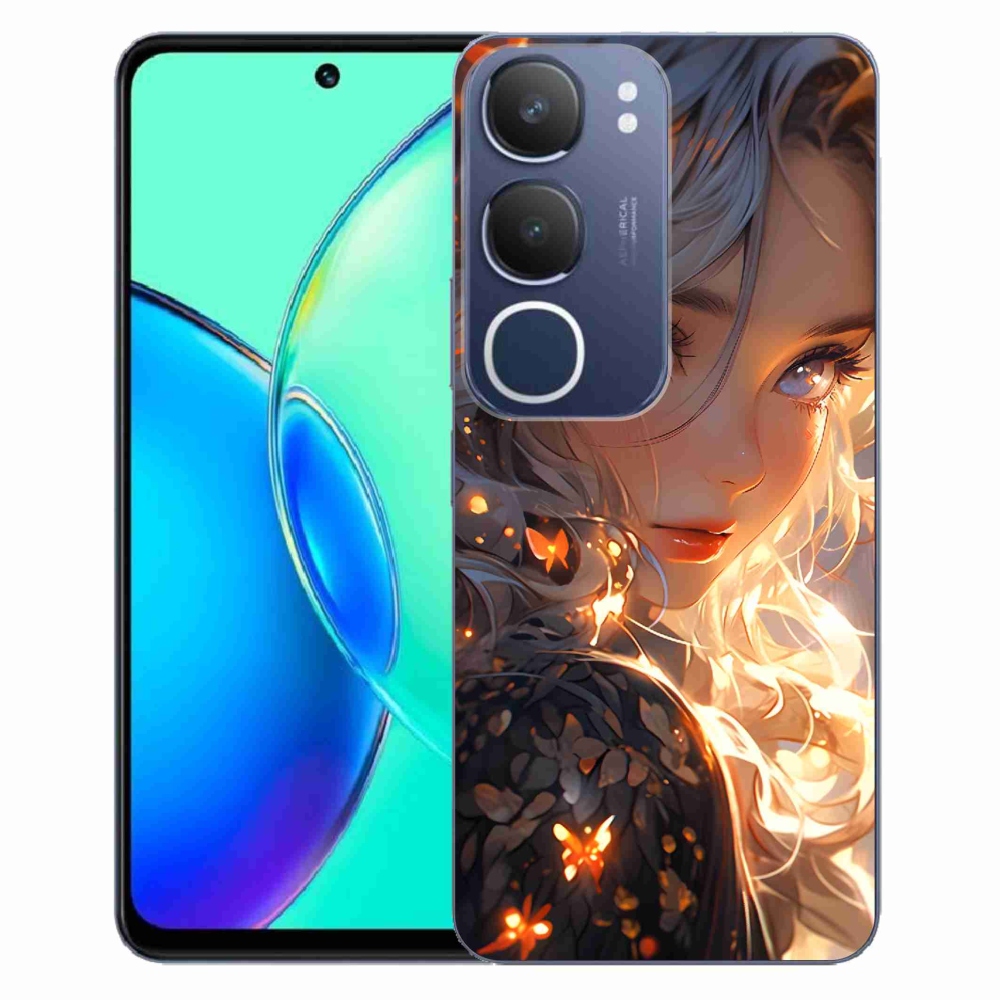 Gelový kryt mmCase na Vivo Y19s - dívka a motýli