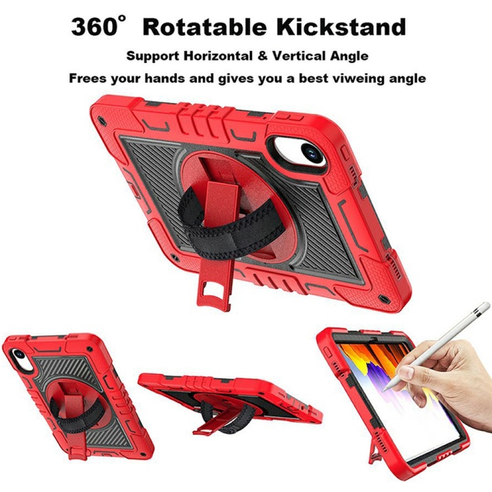 Strape odolný kryt s úchopem na ruku a popruhem na Xiaomi Redmi Pad 2 - červený/černý