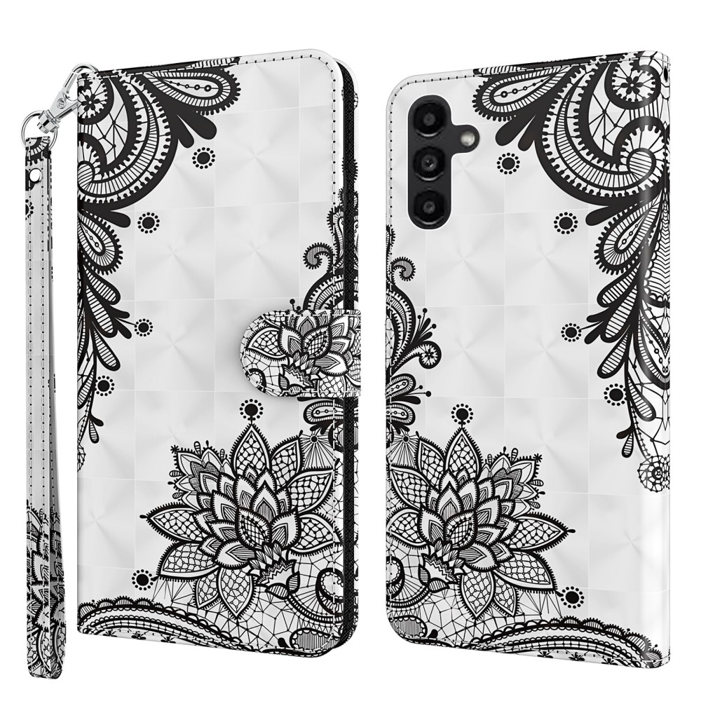 Print knížkové pouzdro na Samsung Galaxy A15 4G/5G - krajkový květ