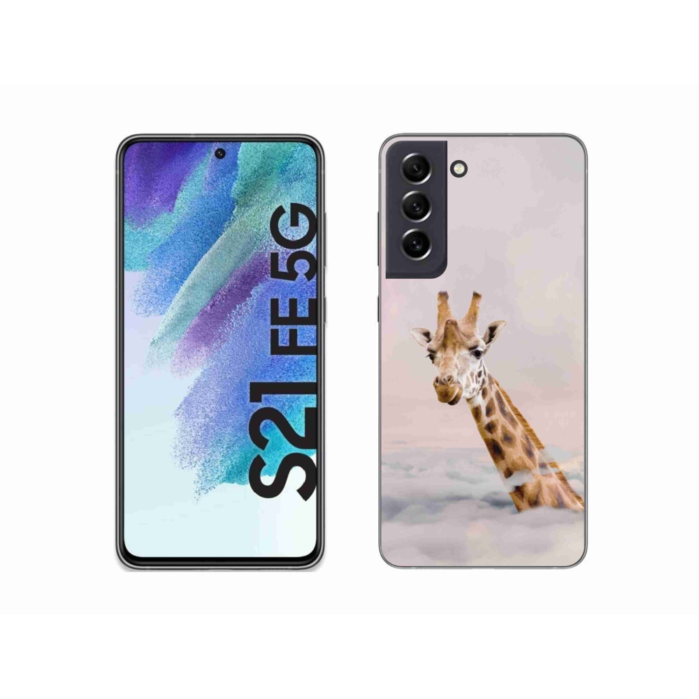 Gelový kryt mmCase na Samsung Galaxy S21 FE 5G - žirafa v oblacích