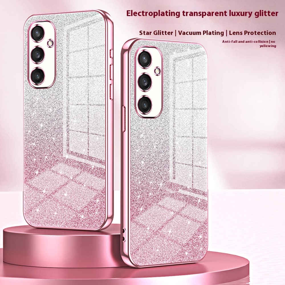 Cut gelový třpytivý obal na Samsung Galaxy S25 - růžový