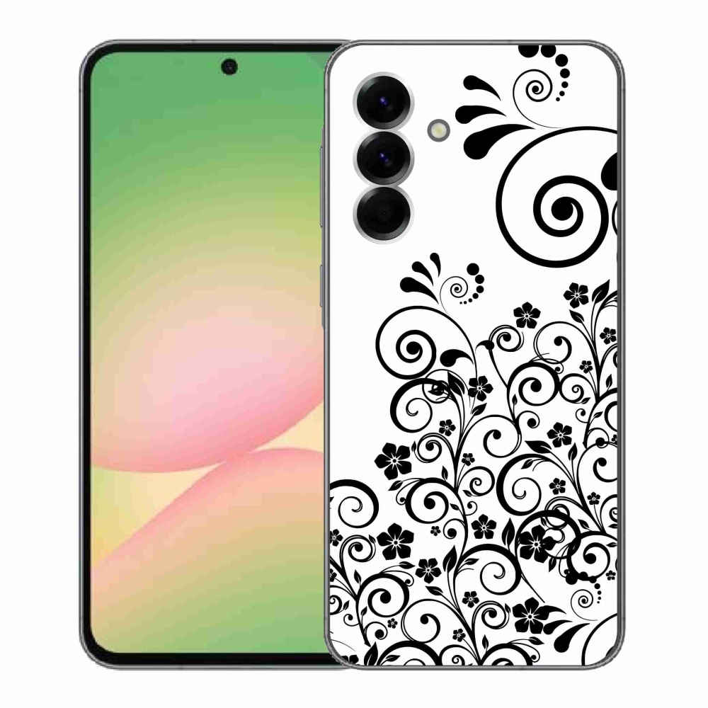 Gelový kryt mmCase na Samsung Galaxy A56 5G - černobílé květinové vzory