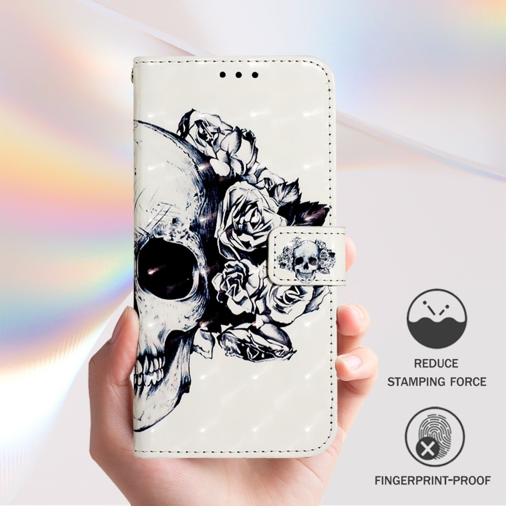 Patte knížkové pouzdro na Samsung Galaxy M55 5G - lebka a růže