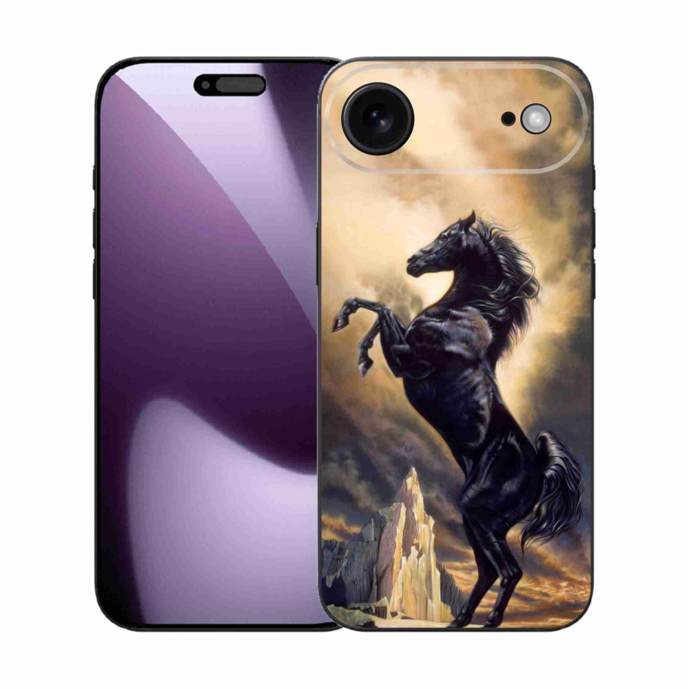 Gelový kryt mmCase na iPhone 17 Air - černý kreslený kůň