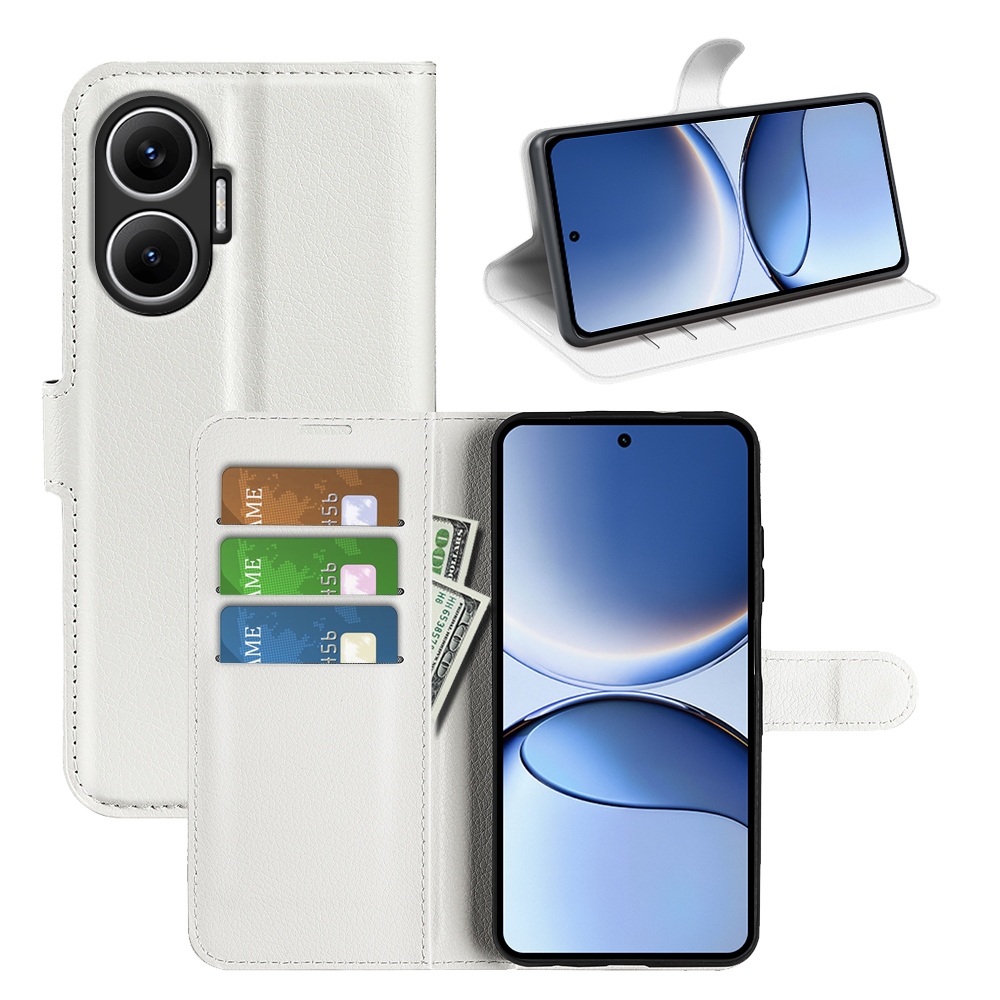 Litchi knížkové pouzdro na Xiaomi Poco F7 5G - bílé