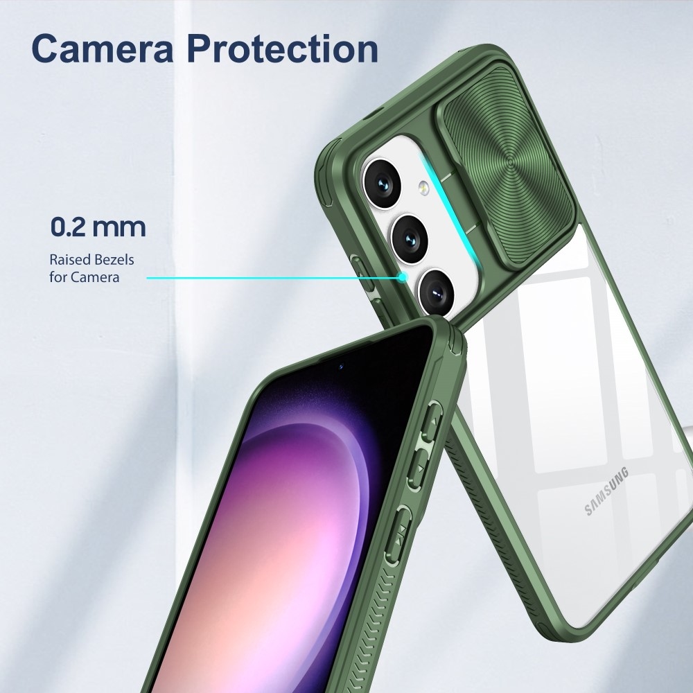 Backplate odolný kryt s krytkou fotoaparátu na Samsung Galaxy S25+ - zelený