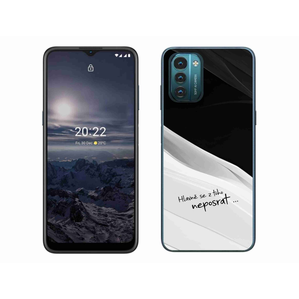 Gelový kryt mmCase na Nokia G11/G21 - vtipný text 13 bíločerné pozadí