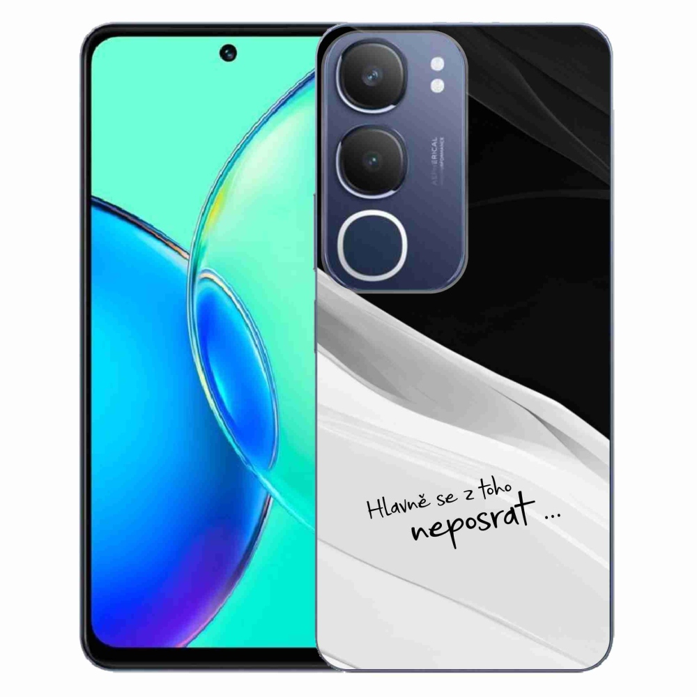 Gelový kryt mmCase na Vivo Y19s - vtipný text 13 bíločerné pozadí