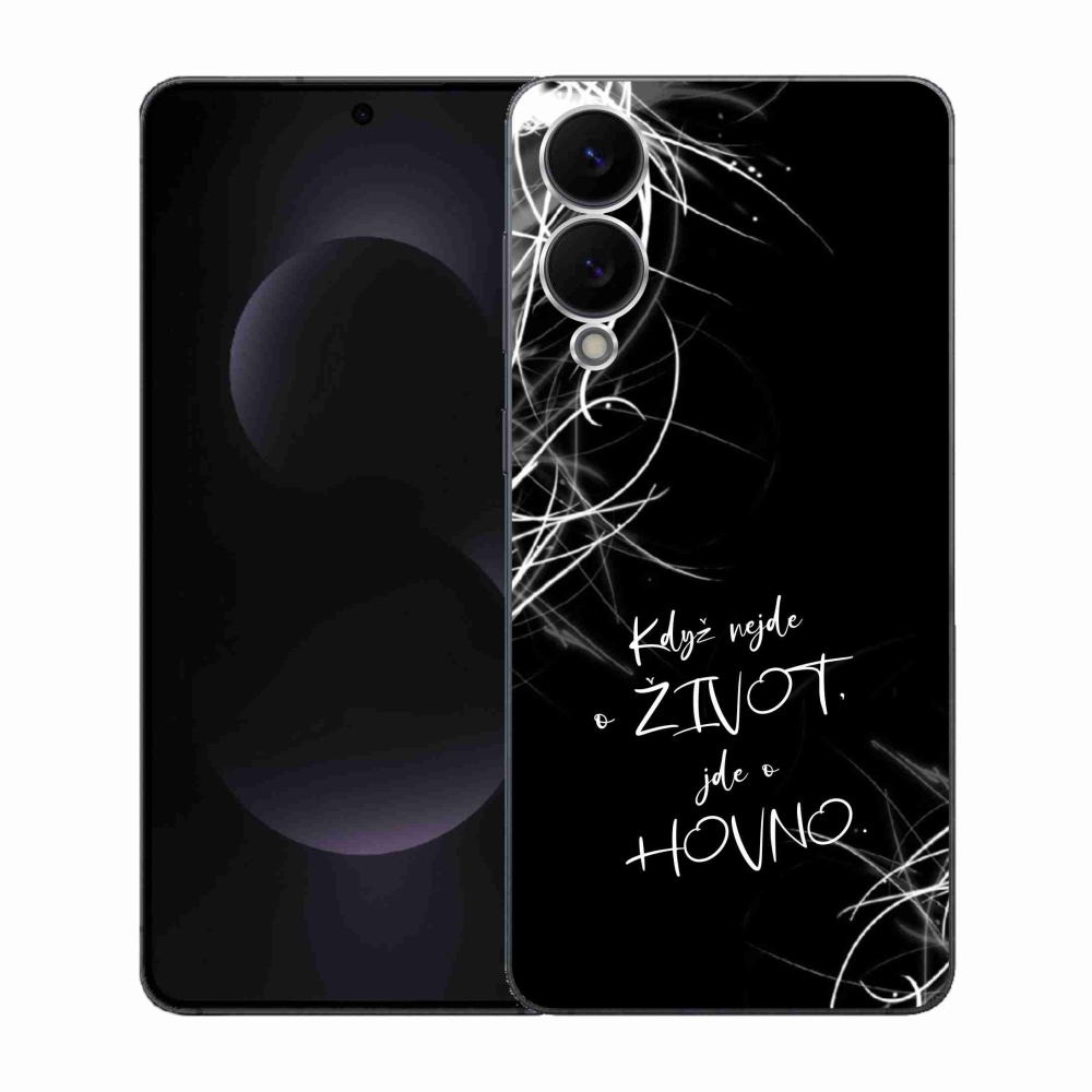 Gelový kryt mmCase na Samsung Galaxy S25 Edge - vtipný text 16 černé pozadí