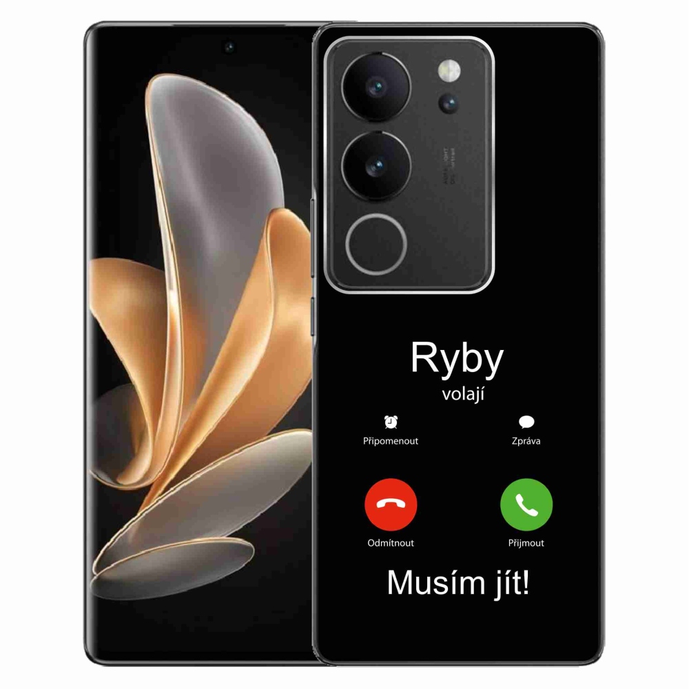 Gelový kryt mmCase na Vivo V29 5G - ryby volají černé pozadí