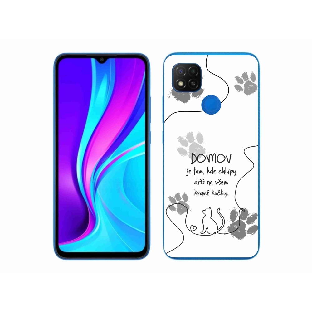 Gelový kryt mmCase na Xiaomi Redmi 9C - kočičí motiv bílé pozadí