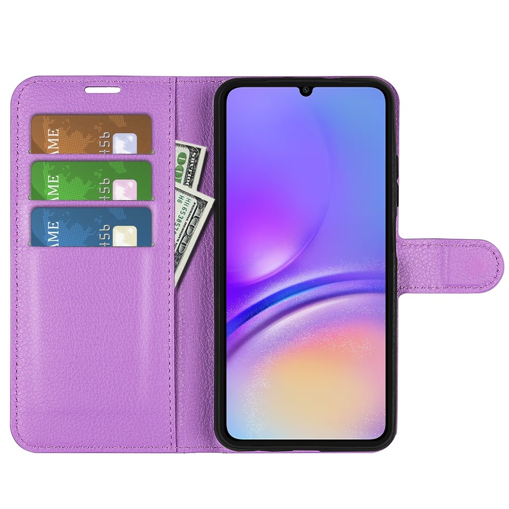 Litchi knížkové pouzdro na Samsung Galaxy A06 4G - fialové