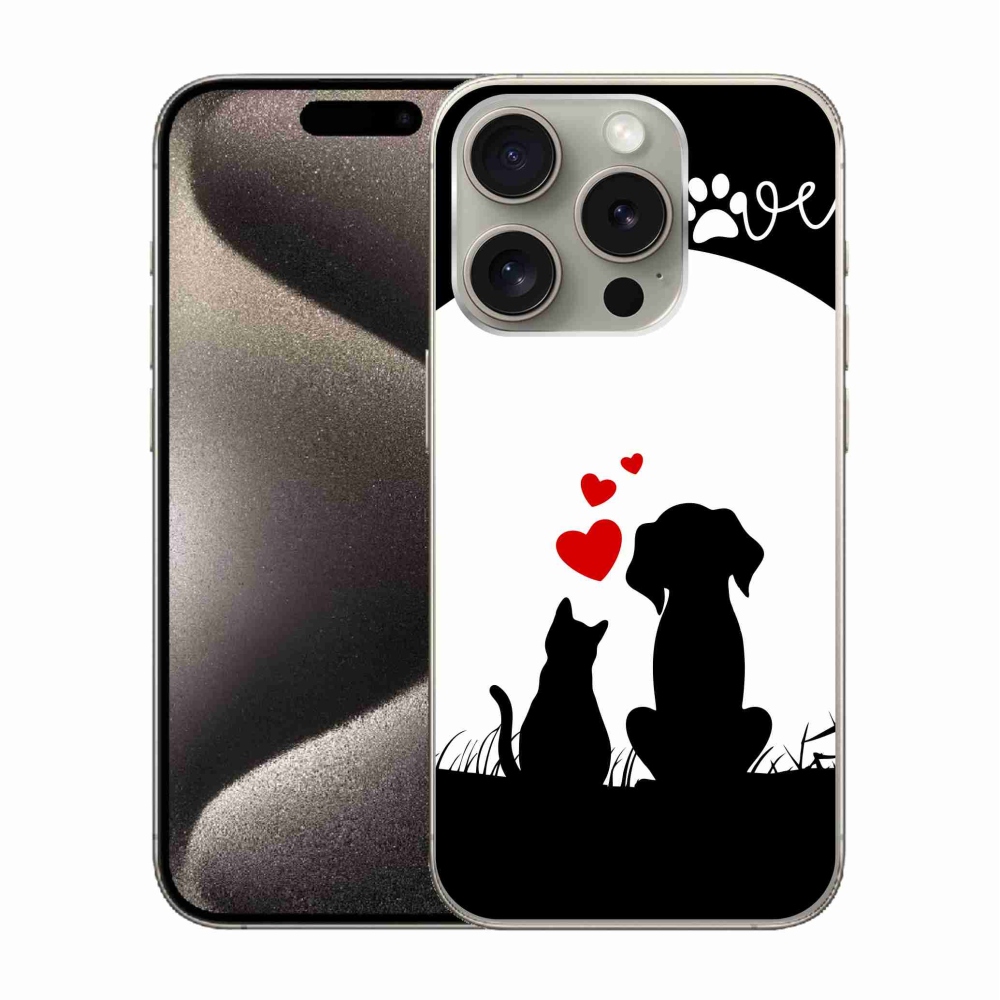 Gelový obal mmCase na iPhone 15 Pro - zvířecí láska