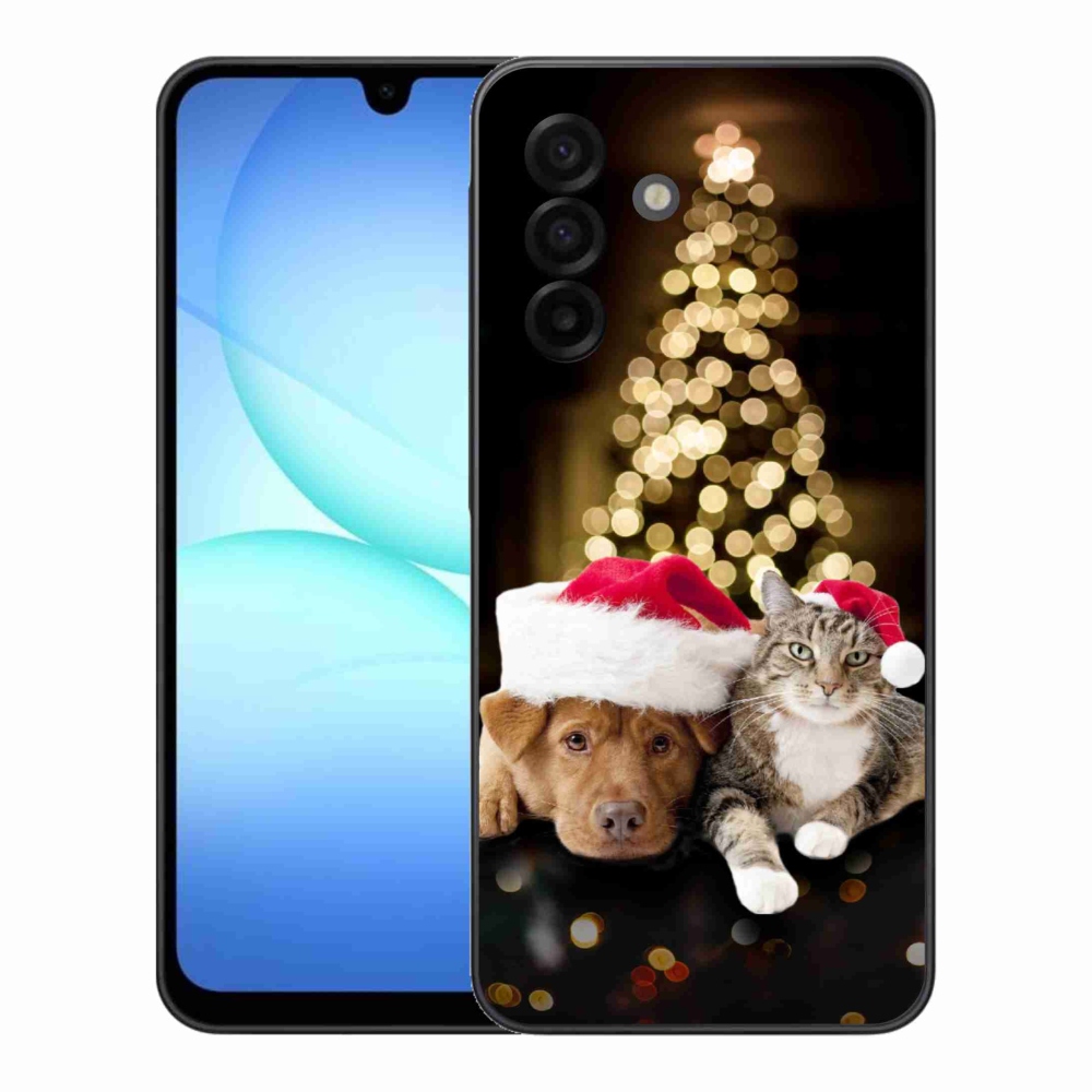 Gelový kryt mmCase na Samsung Galaxy A17 4G/5G - vánoční pes a kočka