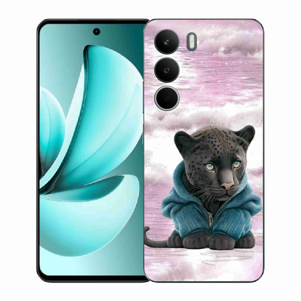 Gelový kryt mmCase na Realme C71 - černý panter ve svetru