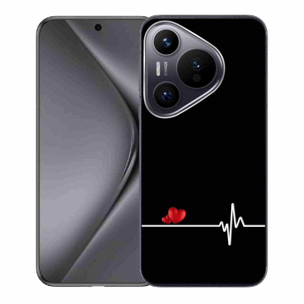 Gelový kryt mmCase na Huawei Pura 70 - srdce a tep černé pozadí