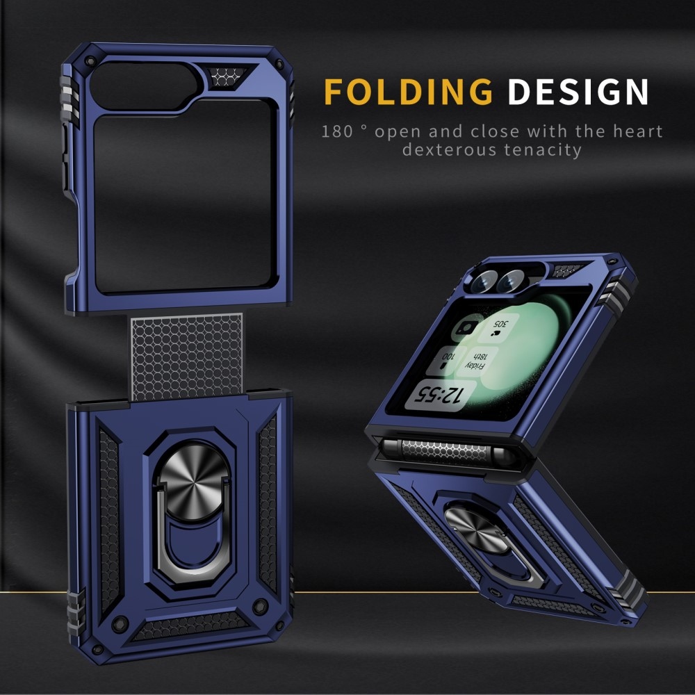 Ring odolný kryt na Samsung Galaxy Z Flip6 5G - modrý