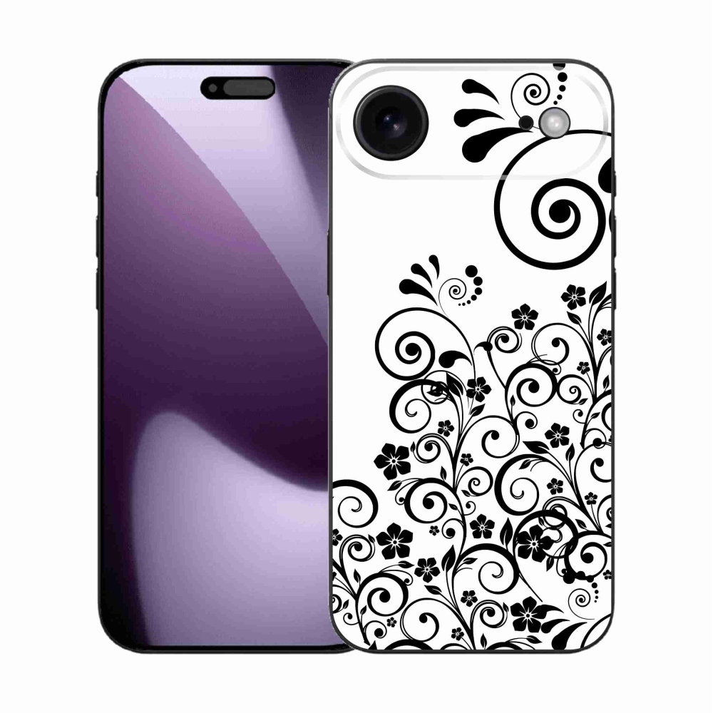 Gelový kryt mmCase na iPhone 17 Air - černobílé květinové vzory