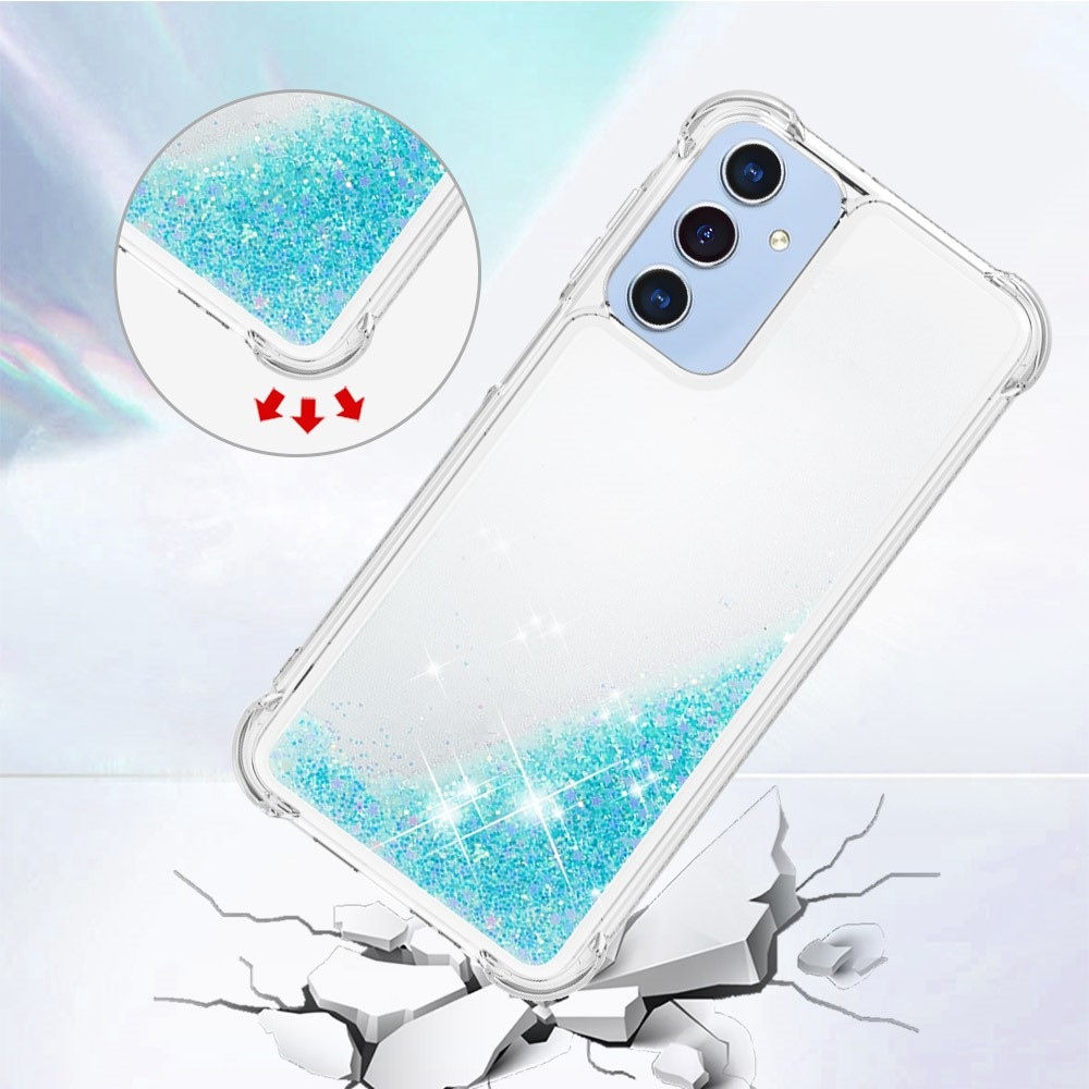 Glitter přesýpací gelový obal na Samsung Galaxy A26 5G - modrý/hvězdičky