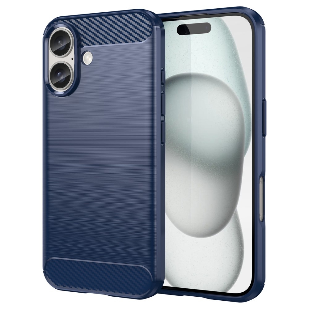 Carbon odolný gelový obal na iPhone 16 - modrý