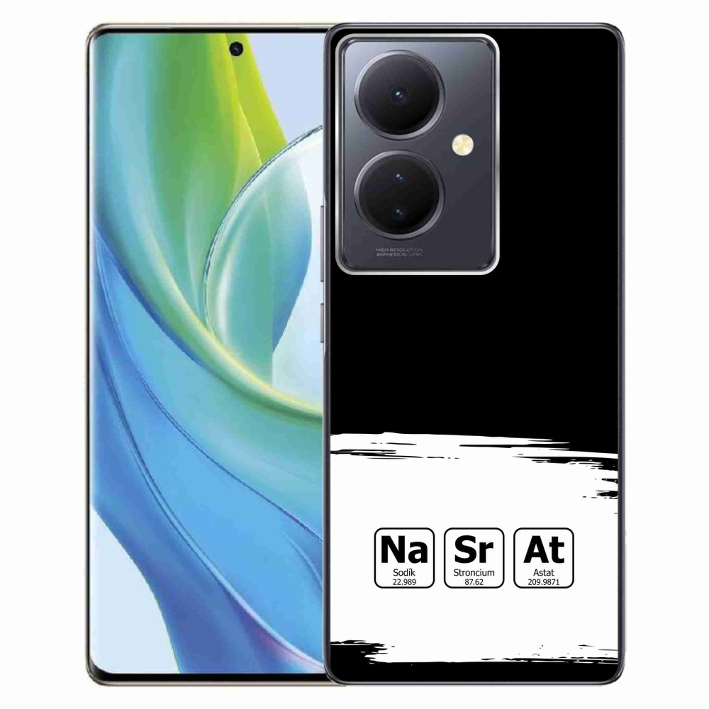 Gelový kryt mmCase na Vivo V29 Lite 5G - chemické prvky bíločerné pozadí