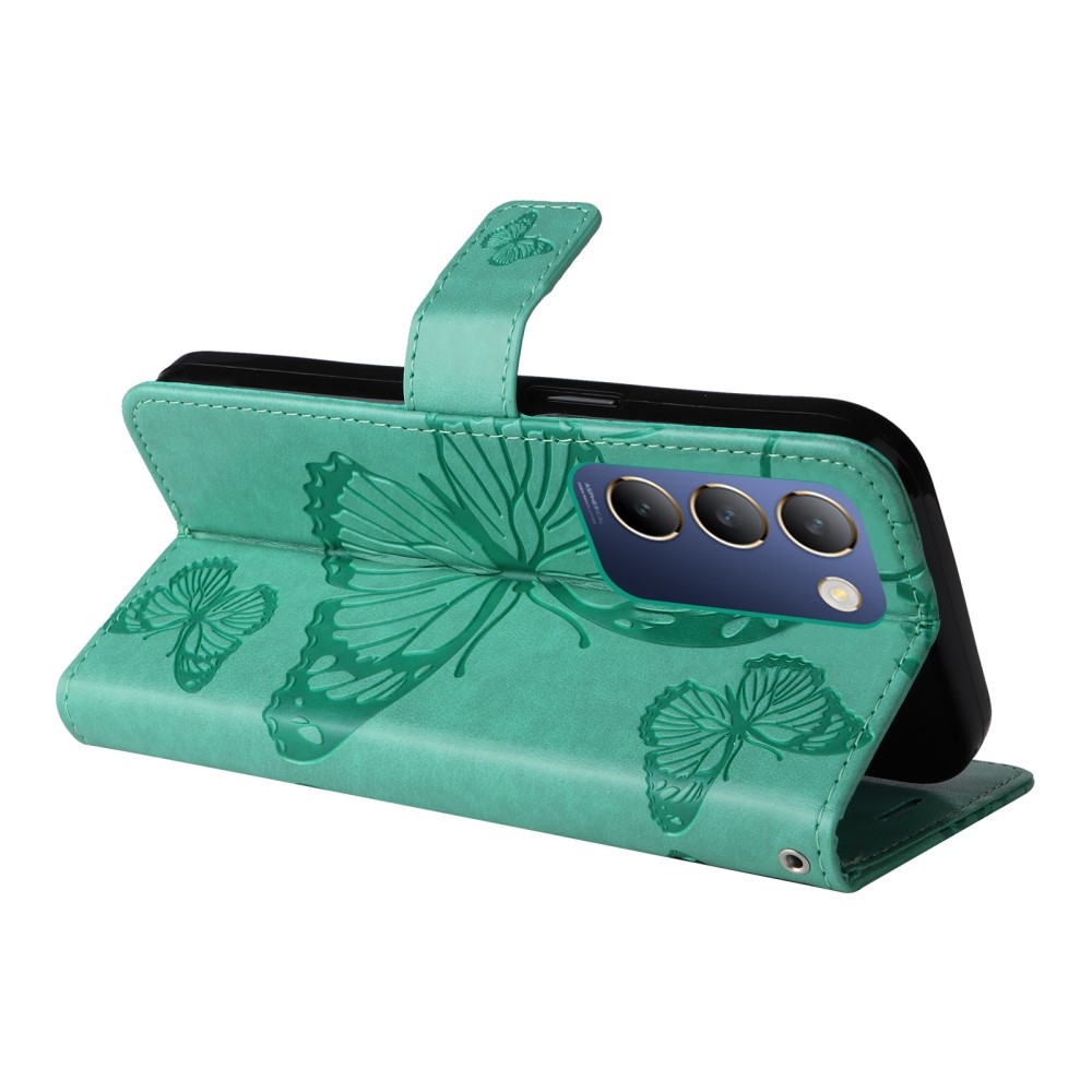 Big Butterfly knížkové pouzdro na Vivo V40 SE 4G/5G - modrozelené