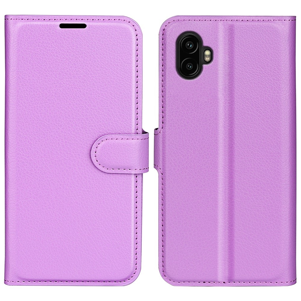 Litchi knížkové pouzdro na Samsung Galaxy Xcover 7 Pro - fialové