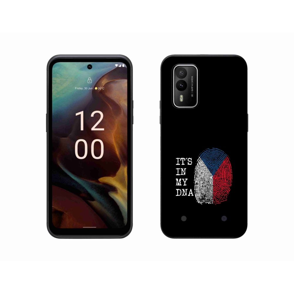 Gelový kryt mmCase na Nokia XR21 - vlajka otisk prstu černé pozadí