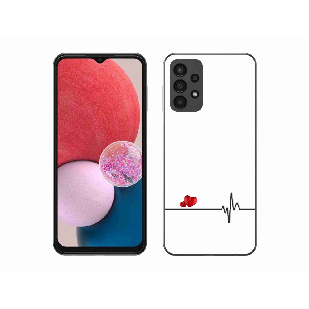 Gelový kryt mmCase na Samsung Galaxy A13 4G - srdce a tep bílé pozadí