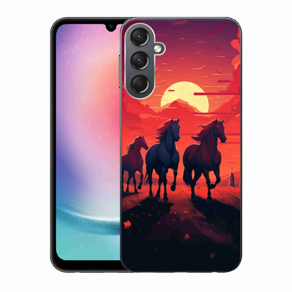 Gelový kryt mmCase na Samsung Galaxy A24 - koně a západ slunce