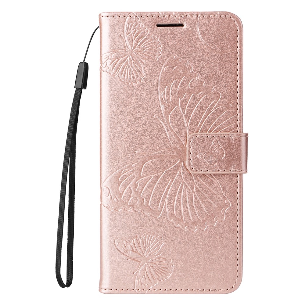 Big Butterfly knížkové pouzdro na Huawei Nova Y61 - růžovozlaté