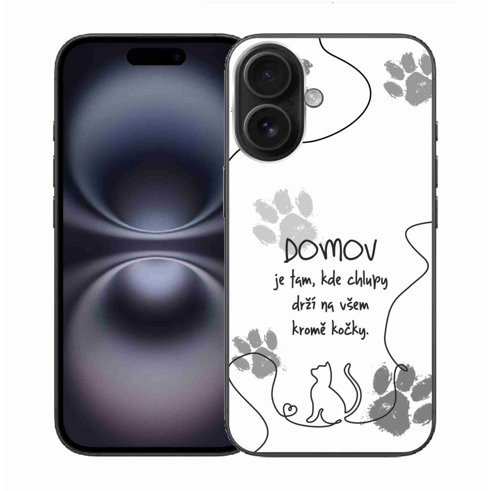Gelový kryt mmCase na iPhone 16 - kočičí motiv bílé pozadí