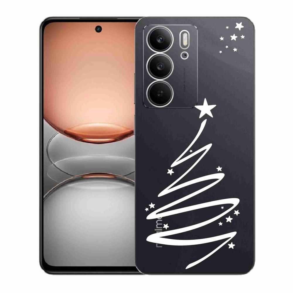 Gelový kryt mmCase na Realme C75 - bílý stromeček na průhledném pozadí