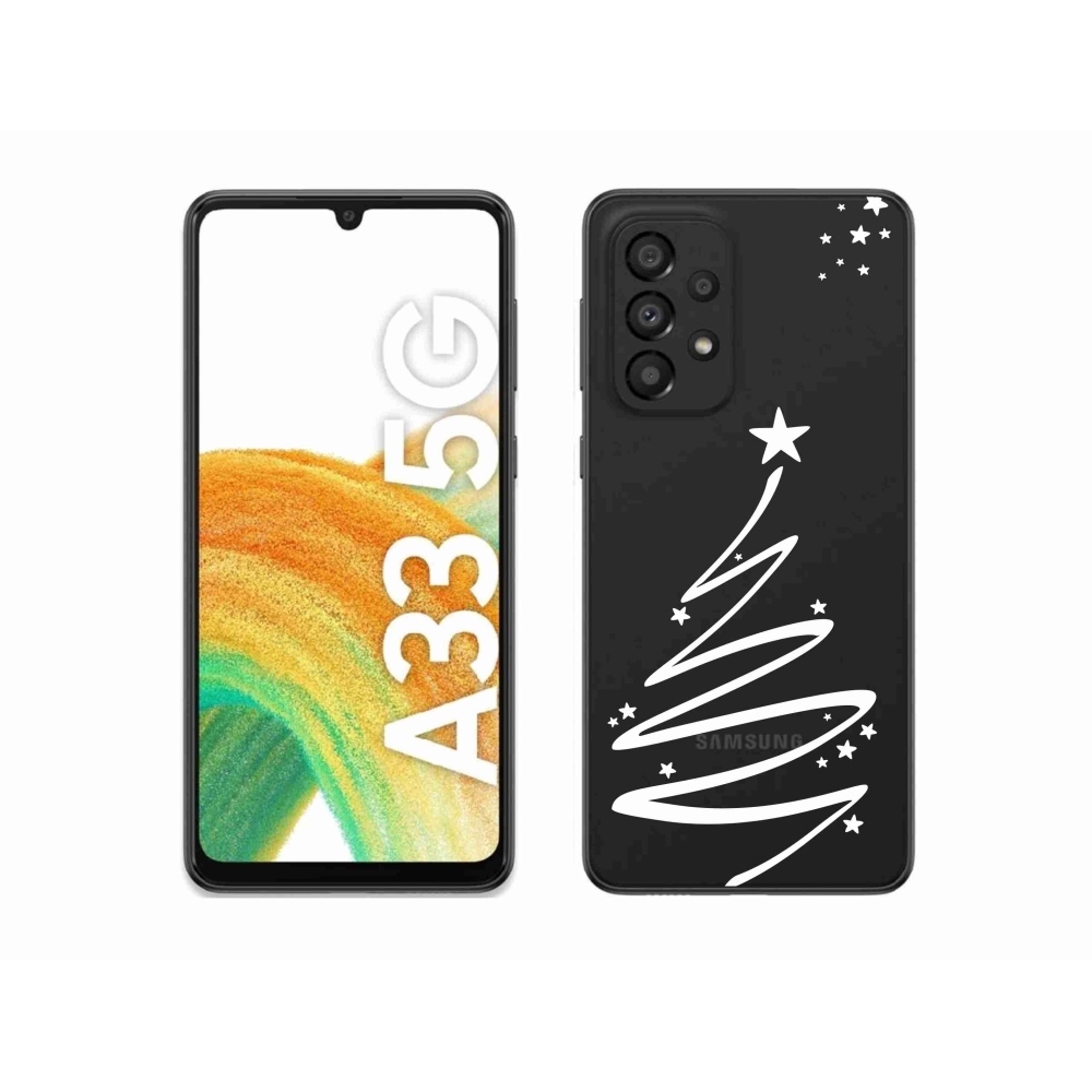 Gelový kryt mmCase na Samsung Galaxy A33 5G - bílý stromeček na průhledném pozadí