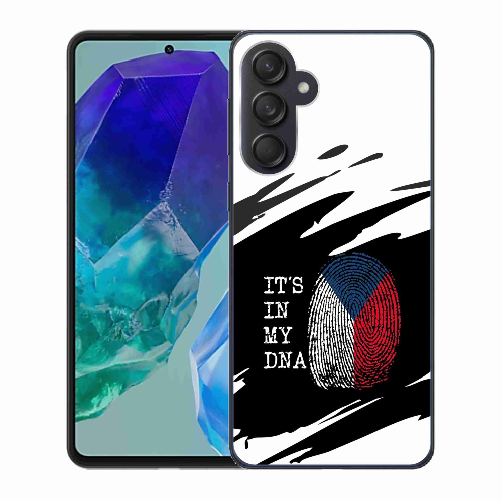 Gelový kryt mmCase na Samsung Galaxy M55 5G - vlajka otisk prstu černobílé pozadí