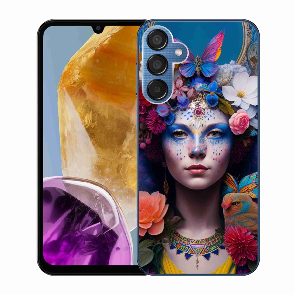 Gelový kryt mmCase na Samsung Galaxy M15 5G - žena s květinami