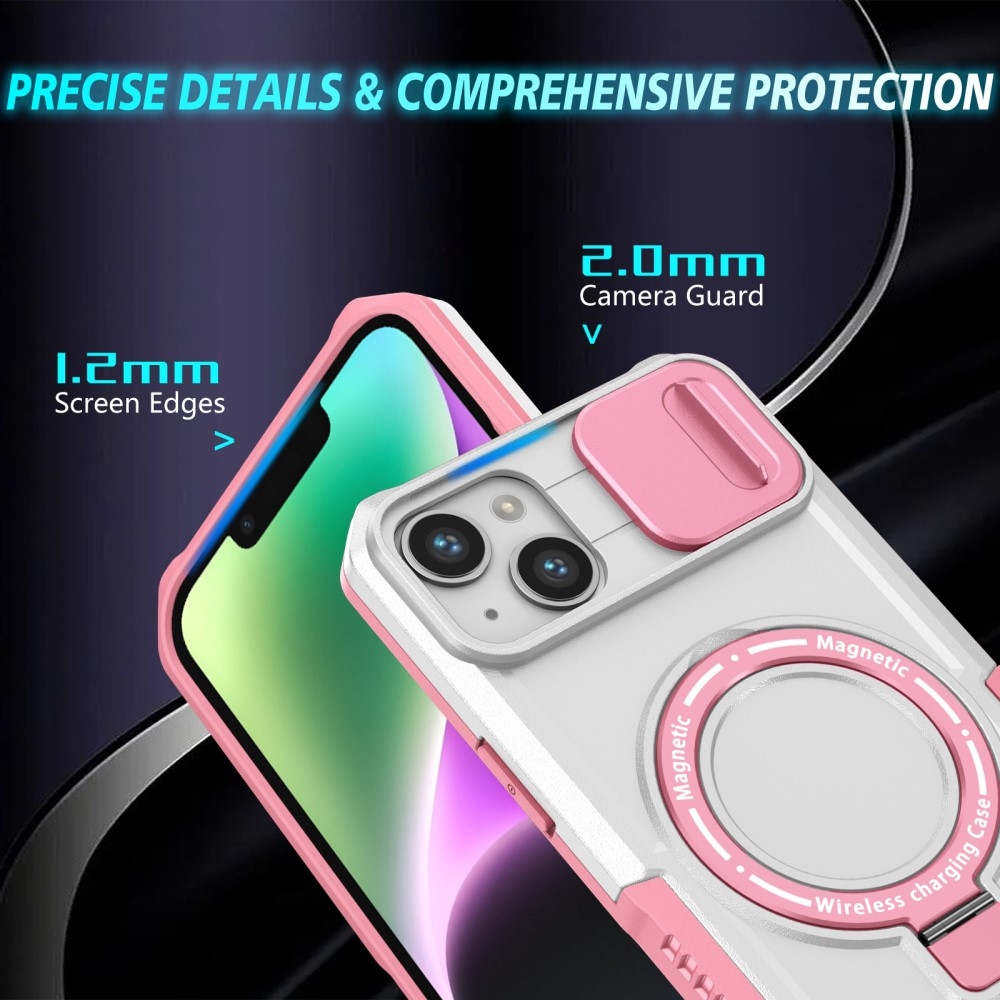 Fulcrum odolný kryt s ochranou fotoaparátu a s MagSafe na iPhone 14 - růžový/bílý
