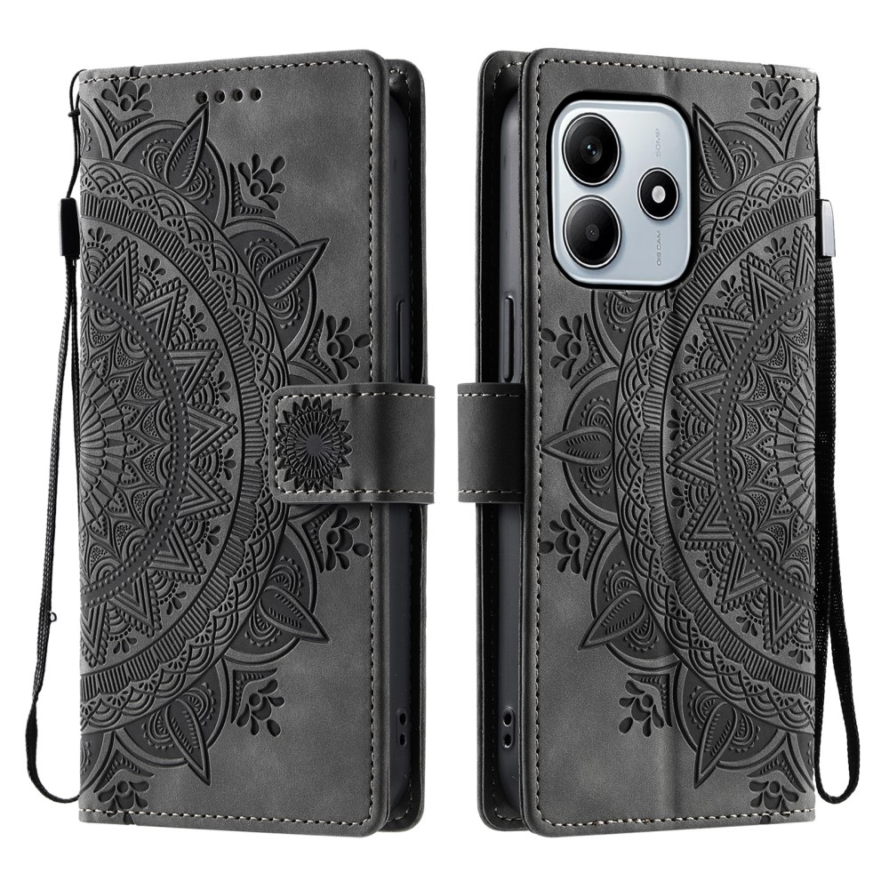 Mandalas knížkové pouzdro na Xiaomi Redmi Note 14 - šedé