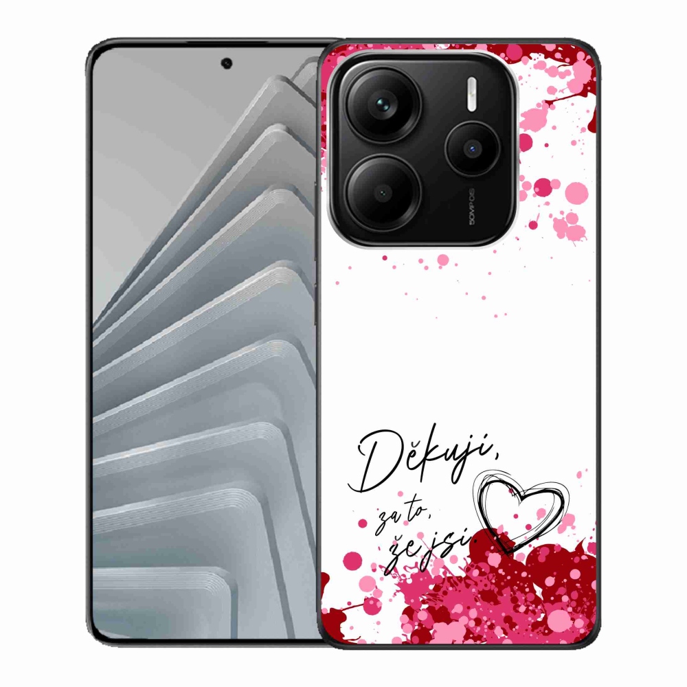 Gelový kryt mmCase na Xiaomi Redmi Note 14 5G - zamilovaný text 2 bílé pozadí