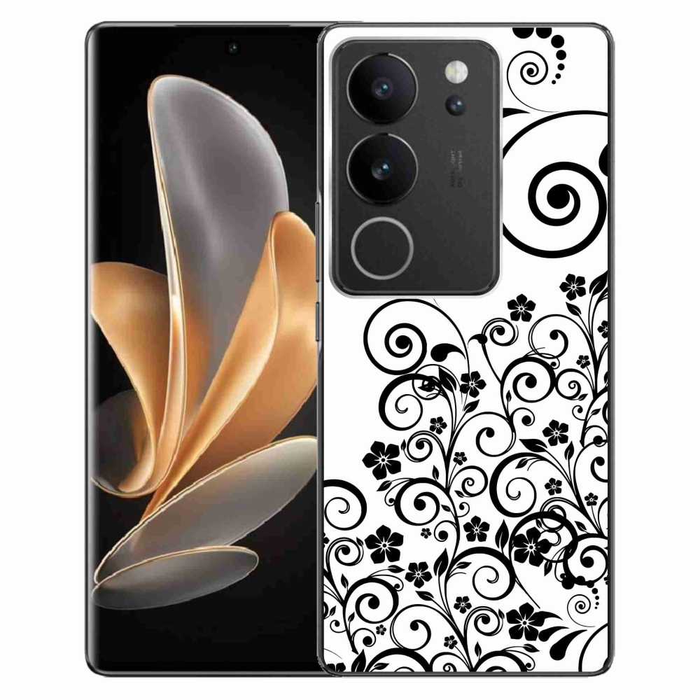Gelový kryt mmCase na Vivo V29 5G - černobílé květinové vzory