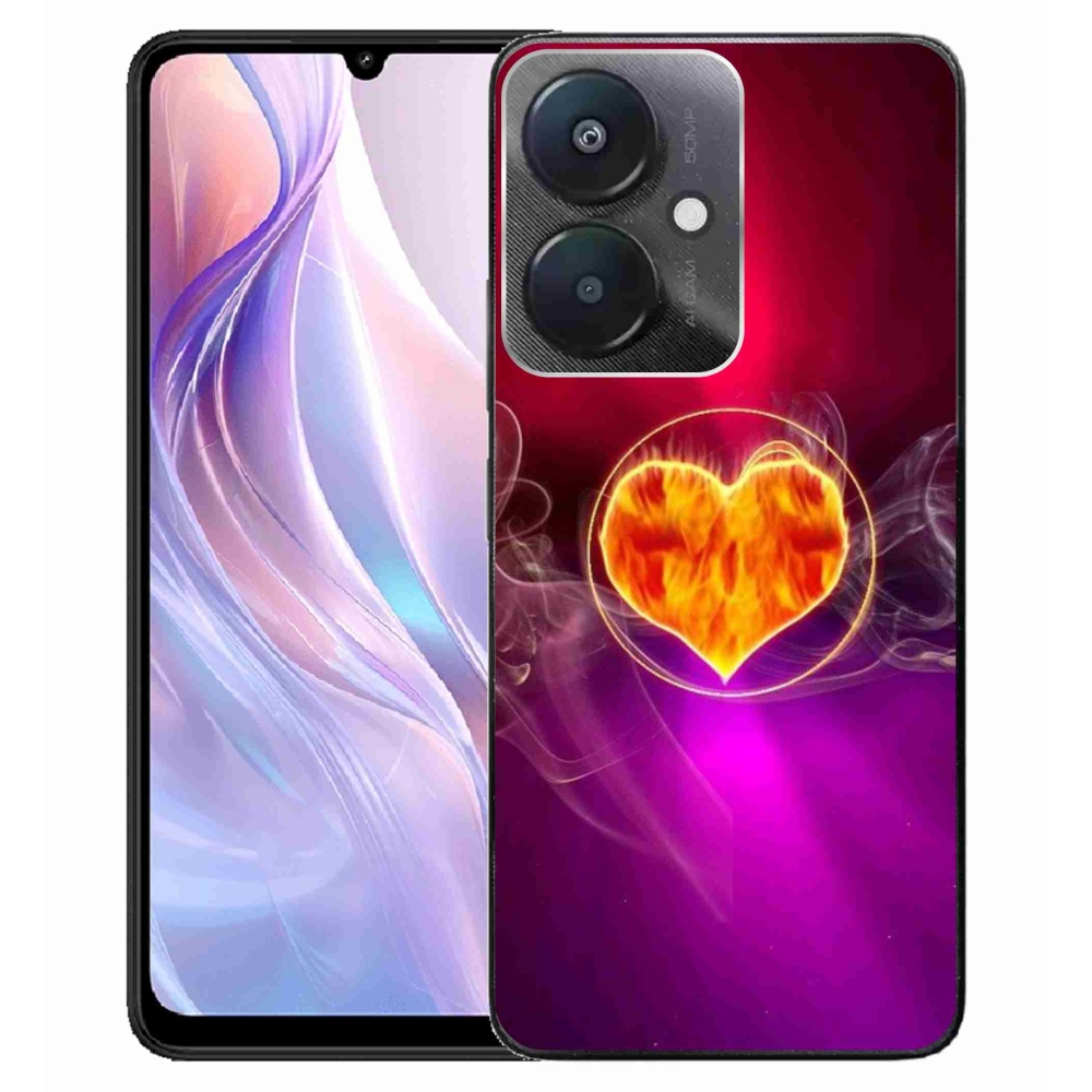 Gelový kryt mmCase na Xiaomi Redmi 13C 5G - ohnivé srdce