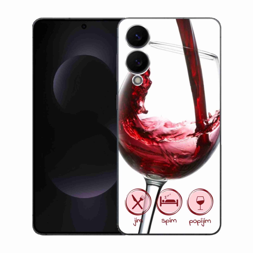 Gelový kryt mmCase na Samsung Galaxy S25 Edge - sklenička vína červené