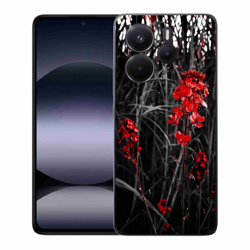 Gelový kryt mmCase na Xiaomi Redmi Note 14 - červená rostlina