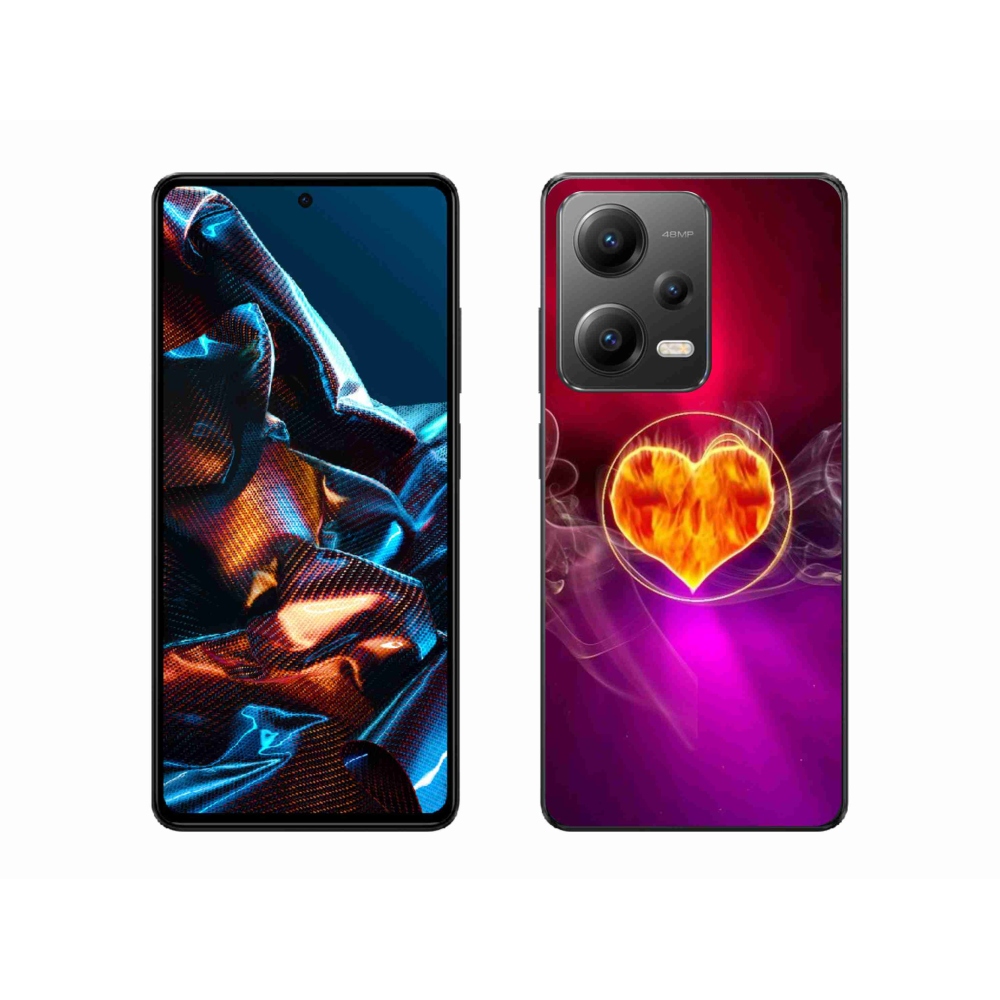 Gelový kryt mmCase na mobil Xiaomi Redmi Note 12 Pro 5G - ohnivé srdce