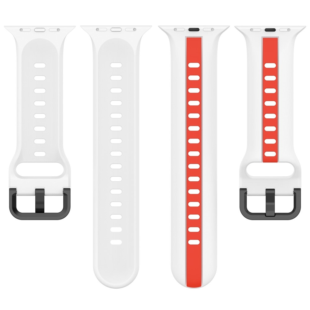 Strap silikonový řemínek na Apple Watch Ultra/Ultra 2 49mm/SE/SE 2022/2023 44mm/9/8/7 45mm/6/5/4 44mm/3/2/1 42 mm - bílý/červený